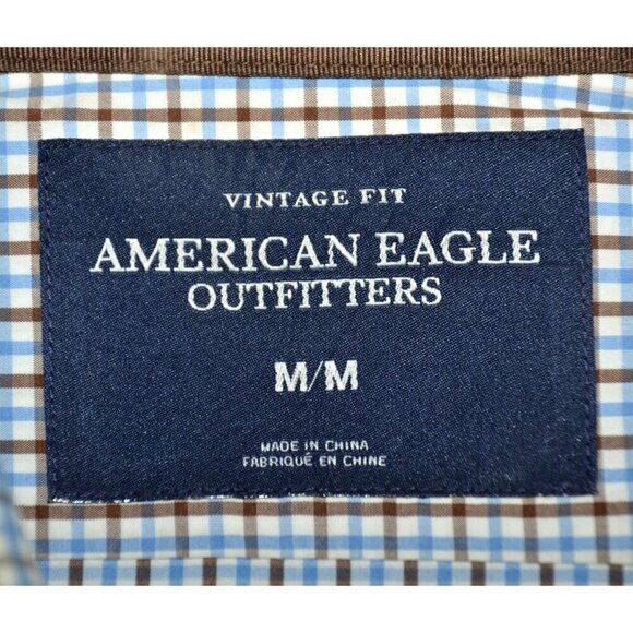 American Eagle Men's M Vintage Fit Button Front Long Sleeve Plaid Shirt Career - Picture 7 of 9